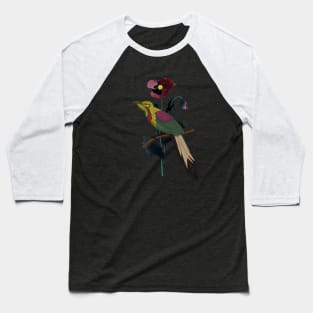 Poppy flower and bird Baseball T-Shirt